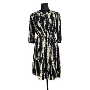 ba&sh Black and Cream Long Sleeve Dress